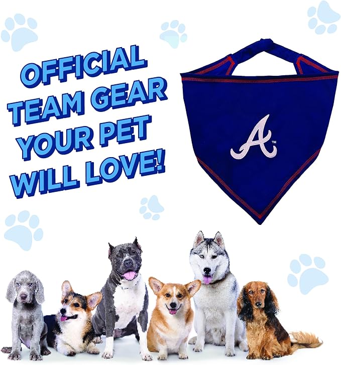 Pets First MLB Atlanta Braves TIE Bandana, Large/X-Large. Dog Bandana Scarf Bib for Pet Cat Dog. The Ultimate Game-Day, Party Bandanna, Birthday Event