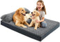 KISYYO Orthopedic Dog Beds for Extra Large Dogs with Removable Washable Cover and Removable Pillow for Crate,Waterproof Extra Large Dogs Mat, Grey, 29x20