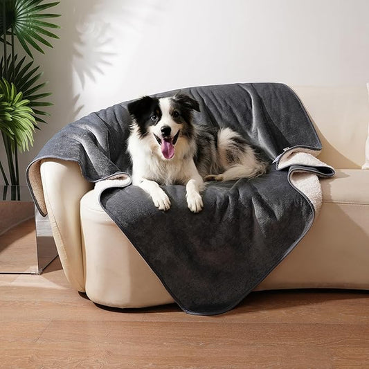 Sunheir Waterproof Dog Blankets for Medium Dogs - Puppy Blanket Washable for Couch Protection, Soft Sherpa Fleece Cat Throw Blanket to Prevent Urine Leaks & Protects Furniture 30"X 40", Grey