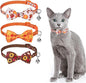 SCENEREAL Fall Thanksgiviing Cat Collar Breakaway Girl Boy, 3 Pack Turkey Pumpkin Pattern Adjustable Kitten Collars with Bell, Holiday Cute Cat Collars with Bowtie and Safety Buckle