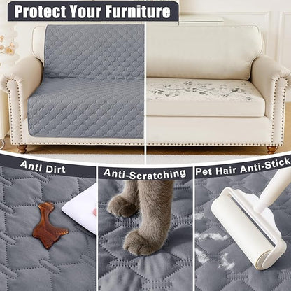 Smiry Waterproof Dog Bed Cover Blanket, Soft Reversible Pet Blanket, Washable Leakproof Cats Dogs Couch Cover for Sofa, Couch, Furniture (30x53 Inch, Grey/Dark Grey)