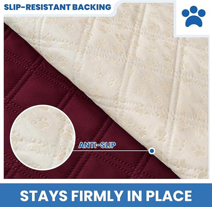 Waterproof Dog Bed Cover Pet Blanket, Soft Couch Cover for Dogs Washable, Non-Slip Dog Blanket Protect Furniture Couch Sofa Car for Puppy Large Dogs Cat Christmas (52x82 Inch, Burgundy)