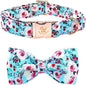 Elegant little tail Dog Collar, Rose Print Pet Collar Summer Dog Collar Durable Metal Buckle Dog Collars Cotton Pet Adjustable Dog Collars for X-Small Dogs