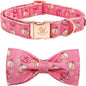 Elegant Little Tail Dog Collar with Bow, Adjustable Halloween Pumpkin Bowtie Collar for Small to Large Dogs