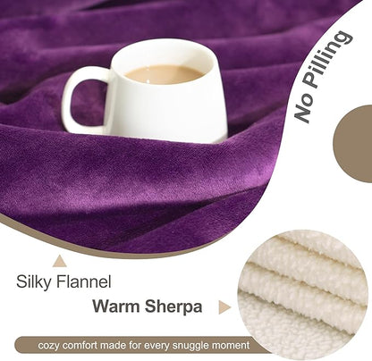 gogobunny Waterproof Pet Blanket for Small Dogs and Cats, Reversible Sherpa Fleece Soft Plush Throw for Couch Protection, Washable Furniture Protector (Dark Purple, 30x30 inches)