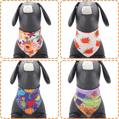 30 Pcs Fall Dog Bandanas Bulk for Small Dogs 18 Inch Stitch Edge Dog Bandanas Autumn Scarves for Puppy Cats Breed Grooming S