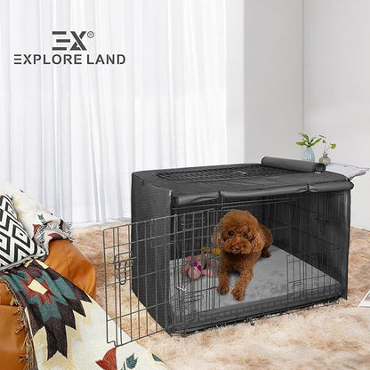 Explore Land Waterproof Dog Bed Cover Machine Washable Fluffy Dog Bed Replacement Cover for 54 Inch Crate, 54Lx36Wx4H inch, Gray
