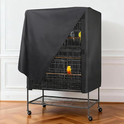 Bird Cage Cover, Pet Bird Cage Cover for Night Heavy Duty Oxford Cloth with Coating Layer, Universal Shade for Parakeet, Parrots, Cockatiel, and Small Animals, Without Cage(Black, 38x24x48in)