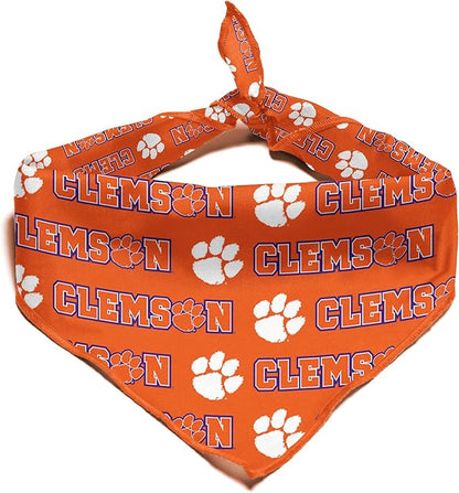 Clemson Tigers Officially Licensed Bandana for Dogs and Cats | Fits Pets Great Gift Idea | Easy-to-Tie (Large, 28"