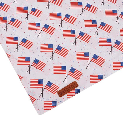 ADOGGYGO American Flag Dog Bandana 2 Pack, Reversible White Red USA Flag Pet Scarf Bib, Adjustable Fit 4th of July Bandanas for Small Dogs Pets (Small)