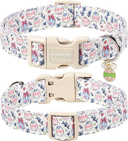 DOGWONG Cute Easter Egg Dog Collar, Adjustable Soft Egg Pet Collar for Small Medium Large Dogs,M Visit The Elegant Little Tail Store