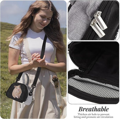 Beaupretty Oxford Cloth Hamster Carrier Bag Portable Breathable Guinea Pig and Bird Travel Carrier Small Grey for Outdoor Use