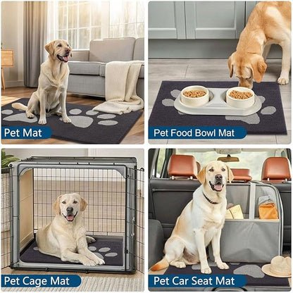 Buganda Dog Door Mat for Muddy Paws, Absorbent Dirt Trapper Washable Indoor Doormats, Non Slip Low-Profile Mud Mat for Dogs, Front Entrance Doormat for Inside Floor (47x24 Inches, Dark Grey)