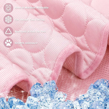 Washable Dog Ice Silk Cooling Mat for Dogs - Self Cooling Pad Blanket for Indoor & Outdoor Car Seats