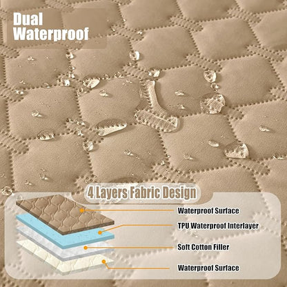 Smiry Waterproof Dog Bed Cover Blanket, Soft Reversible Pet Blanket, Washable Leakproof Cats Dogs Couch Cover for Sofa, Couch, Furniture (68x82 Inch, Camel/Beige)