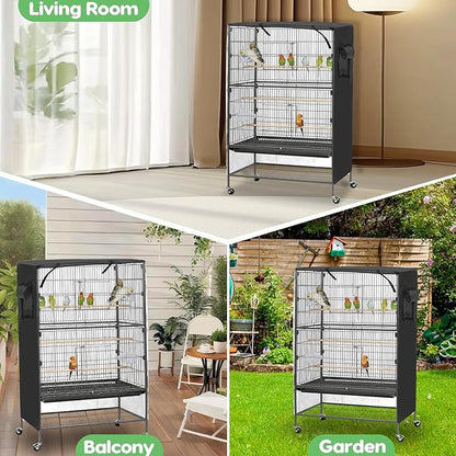 Bird Cage Cover, Large Birds Cage Covers for Night, Birds Cover for Cage with Adjustable Front Curtain, Blackout & Breathable Birdcage Covers for Parrot, Small Animals(Not Include Bird Cage)