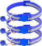 3 Pack Reflective and Breakaway Cat Collars with Bells，Adjustable Kitten Collars from 7.5 to 12.5 Inches, Ideal of Kitten Collar, Suitable for Girls and Boys (Navy Blue)