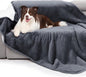 gogobunny Waterproof Bed Blanket, Reversible Sherpa Fleece Throw Blanket for Dog Puppy Cat, Furniture Cover Protects Bed Couch Sofa from Liquid Pee and Pet Fur (Dark Grey, 90x108 inches)
