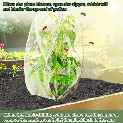 3Pcs Plant Covers from Insects, 3Size Bird Netting Barrier for Blueberry Bushes with Drawstring Zipper Mesh Garden Netting Plants Bags for Protect Fruits Tree Tomato Vegetable 2.6×3.3, 3.3×5, 4×5Ft