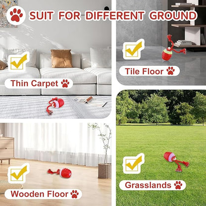 Interactive Dog Toy, [Newly Upgraded] Motion Activated Rolling Squeaky Ball for Medium/Large Dogs, Automatic Moving Dogs Ball for Boredom, USB Rechargeable(Red)
