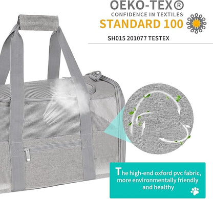 Large Cat Carrier Dog Carrier, Pet Carrier for 2 Cats Large Cats, Dog Carrier for Medium Small Dogs, Collapsible Soft Sided Pet Carrier for Dogs Puppy of 25 Lbs, Grey