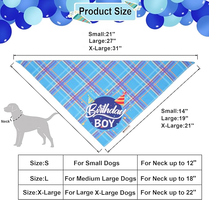 ADOGGYGO Dog Birthday Party Supplies, Blue Birthday Boy Puppy Bandana, Bowtie, Numbers, Party Hat for Small Dogs (Small)