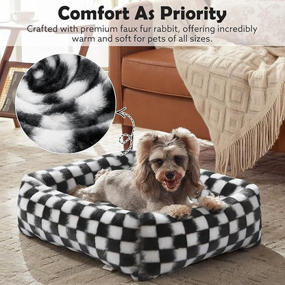 JOEJOY Small Dog Bed for Small Dogs, Rectangle Washable Orthopedic Corduroy Fleece Pet Bed with Removable Zipper Cover, Cute Soft Calming Puppy Bed with Non Skid Bottom