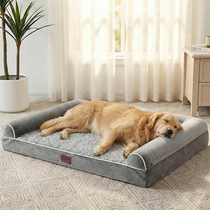 WESTERN HOME Large Dog Bed, Orthopedic Dog Beds with Waterproof Lining, XL Pet Couch with Removable Washable Cover and Nonskid Bottom, Grey