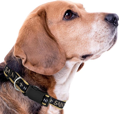 Pets First NFL New Orleans Saints Licensed PET COLLAR, Medium - Heavy-Duty, Strong, and Durable Dog Collar. Available in 31 Football Teams and 4 Sizes