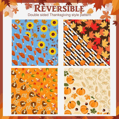 PAWCHIE Thanksgiving Dog Bandanas 4 Pack, Reversible Dogs Triangle Scarf Bibs, Dog Holiday Bandana with Two Adjustable Snaps, Multiple Thanksgiving-Themed Patterns for Dogs Puppy, Cats, Pets