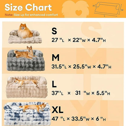 FUNNY FUZZY Pet Fluffy Fuzzy Couch Cover, Calming Washable Dog Bed Sofa Protector Pets Mat for Small Dogs and Cats (Tie-dye Grey, 27"×22"×4.7")