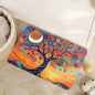 Abstract Tree Flowers Dog Food Mat for Floors,Color Absorbent Pet Food and Water Bowl Mats,Non-Slip Pet Feeding Mat,Pet Supplies 16" x 24"