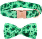 Lionheart glory Clover Dog Collar, Adjustable Dog Collar with Bowtie, Pet Gift Collar for Dog Soft Bowtie Dog Collars for Medium Dogs
