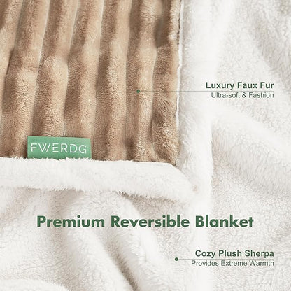 Waterproof Twin Blanket for Bed - Washable Large Dog Blankets for Bed Protector, Thick Cozy Fleece Calming Pet Blankets for Indoors & Outdoors, Linen, 60"x80"