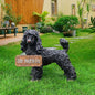 Poodle Statue Outdoor Decorations – Outdoor Dog Statue Standing Black Poodle with Removable Solar Light & Welcome Sign for Garden Décor