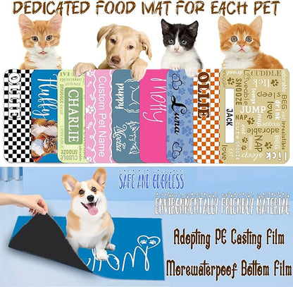 Personalized Dog Cat Food Mat Waterproof Non Slip Pet Bowl Mat Absorbent Quick Dry Custom Name Feeding Mat for Floors Dog Cat Claw