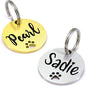 Ultra Joys Dog Tags Personalized for Pets - Hollow Paw Custom Pet ID Tag - Engraved Dog Tag for Small, Large Dogs - Small Round in Silver