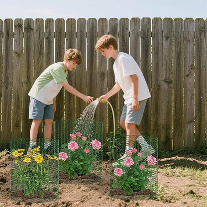 CIEOVO 32.8ft × 15.74 inches Wire Plant Protector from Animals, Metal Mesh Plant Cage Covers Rustproof Wire Plant Cages 30 U-Stakes 100 Ties for Plants Keeping Bunnies Chicken Birds Chicken Duck Out