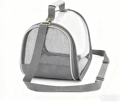 Reptile Small Animal Travel Carrier - Portable Ventilated Pet Carrier for Bearded Dragons, Lizards, Sugar Gliders, Hedgehogs, Rats, Birds, Guinea Pigs etc | Escape-Proof, Breathable Mesh (Grey)