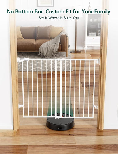Babelio Baby Gate for Stairs, Kitchen & Doorways, No Bottom Bar| Easy Installation| One-Handed Operation| Auto-Close| Hardware Mount (Drill Needed) Safety Dog Gate (White - B17, 29-49" W, 28" H)