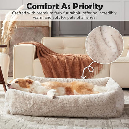 JOEJOY XL Dog Beds Large Sized Dog, Washable Orthopedic Premium Soft Corduroy Fleece Pet Bed with Removable Zipper Cover, Cute Calming Puppy Bed with Non Skid Bottom