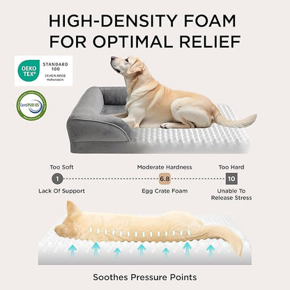 Bedsure Orthopedic Dog Beds Large Sized Dog - Washable Large Dog Cat Bed Waterproof, Comfort Dogs Couch Sofa with Washable Removable Cover, Pet Bed with Nonskid Bottom, Plush-Black, 35"
