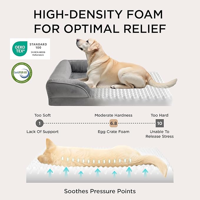 Bedsure Orthopedic Dog Beds for Small Dogs - Washable Small Dog Cat Bed Waterproof, Comfort Pet Couch Sofa with Washable Removable Cover, Pets Bed with Nonskid Bottom, Ivory, 24"