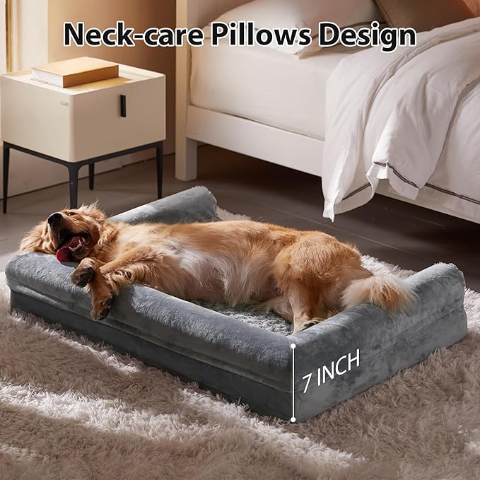 BFPETHOME Dog Beds for Large Dogs, Orthopedic Dog Bed for Medium Large Dogs,Big Waterproof Couch Pet Bed with Removable Washable Cover