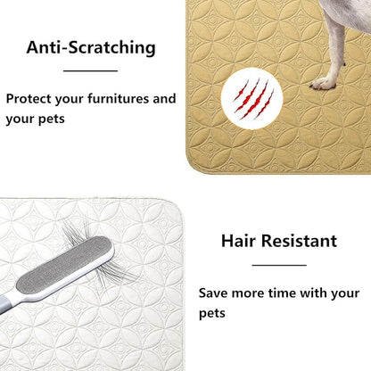 Waterproof Dog Blanket, 52x82 inches Pet Couch Covers for Sofa, Bed Furniture Protector from Dogs Washable and Reversible-Sand+Cream