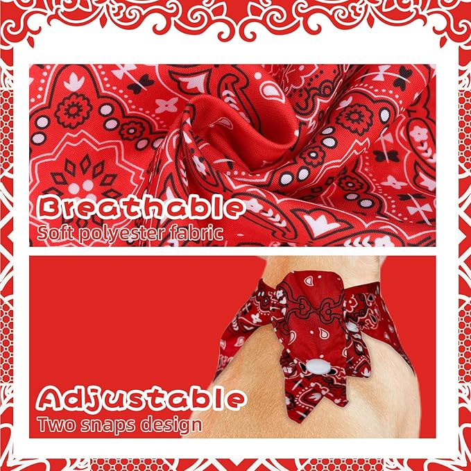 PAWCHIE Dog Bandanas Small Reversible Styles Pet Triangle Scarf Bibs - Adjustable with Two Snaps - Kerchief Set Accessories for Dogs, Puppy, Cats Red