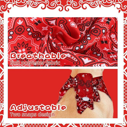 PAWCHIE Dog Bandanas Small Reversible Styles Pet Triangle Scarf Bibs - Adjustable with Two Snaps - Kerchief Set Accessories for Dogs, Puppy, Cats Red