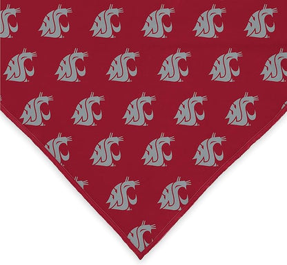Washington State Cougars Officially Licensed Bandana for Dogs and Cats | Fits Pets Great Gift Idea | Easy-to-Tie (Small, 13")