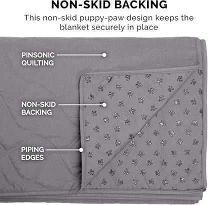Furhaven Waterproof & Non-Slip Twin Size Mattress Cover Protector for Dogs & Cats, Washable, For Beds, Couches, & Car Seats - Quilted Twill Blanket Mattress Cover - Gray, Small/Twin Size