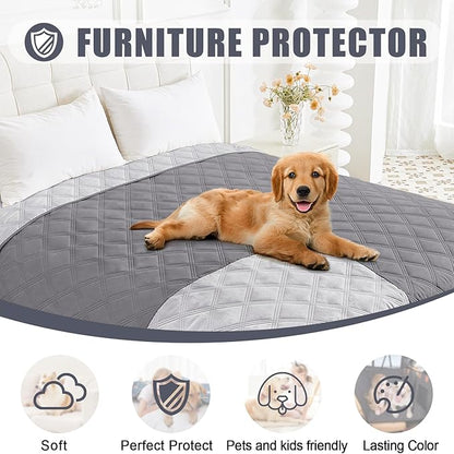Smiry Waterproof Dog Bed Cover Blanket 82x102, Soft Reversible Pet Blanket, Washable Leakproof Cats Dogs Couch Cover for Sofa, Couch, Furniture, Grey/Light Grey